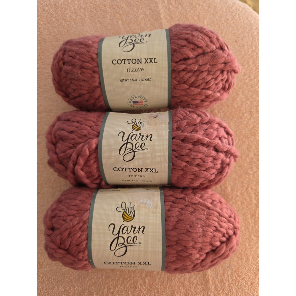 Yarn Bee Cotton XXL Yarn Bulky Weight Lot of 3 Mauve